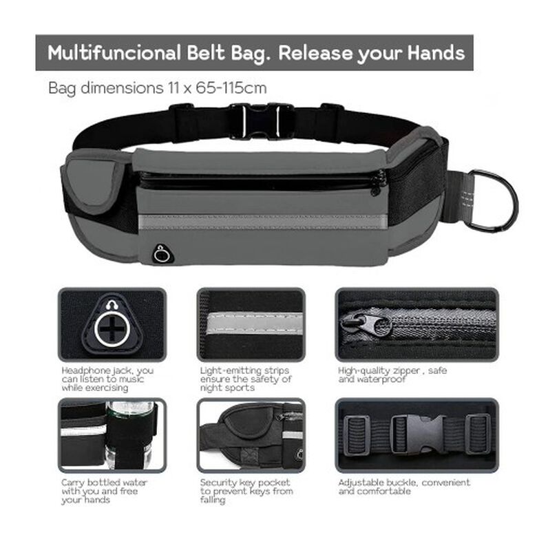 Edipets correa canicross manos libres gris para perros thumbnail