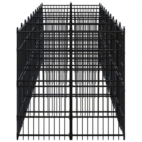 Vidaxl perrera de acero con bisagra y puerta para perros, , large Imagen numero 7