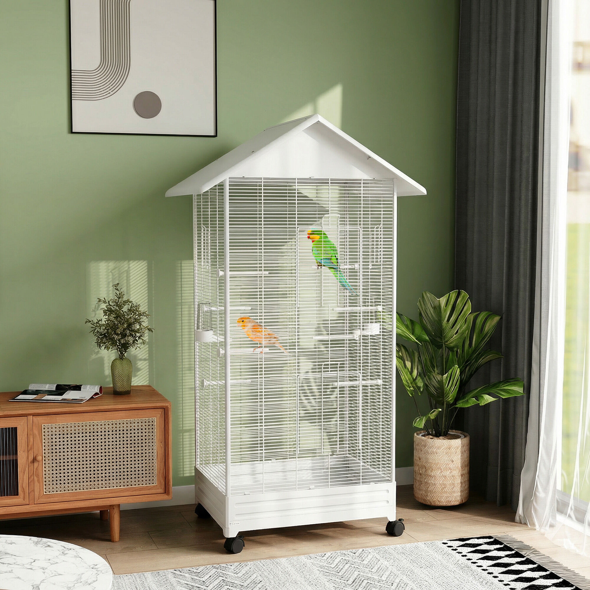 PawHut Jaula para P&aacute;jaros Blanco, , large Imagen numero 2