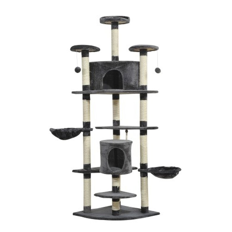 Pawhut árbol rascador y centro de juegos crema y gris para gatos, , large image number null