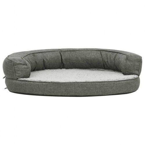 Vidaxl sof&aacute; acolchado ovalado con coj&iacute;n gris para perros, , large Imagen numero 2