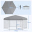 PawHut Perrera de Exterior Hexagonal Jaula para Perros con Puerta Marco de Acero Galvanizado y Toldo Impermeable y Anti-UV 210x185x150 cm Plata, , large indicador imagen numero 3