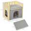 PawHut Cama para Gatos de Madera Cueva para Gatos Casa para Gatos de Interior con 2 Cojines y Cubierta de Tela Oxford Extraíble 48x38x47 cm Natural, , large indicador imagen numero 3