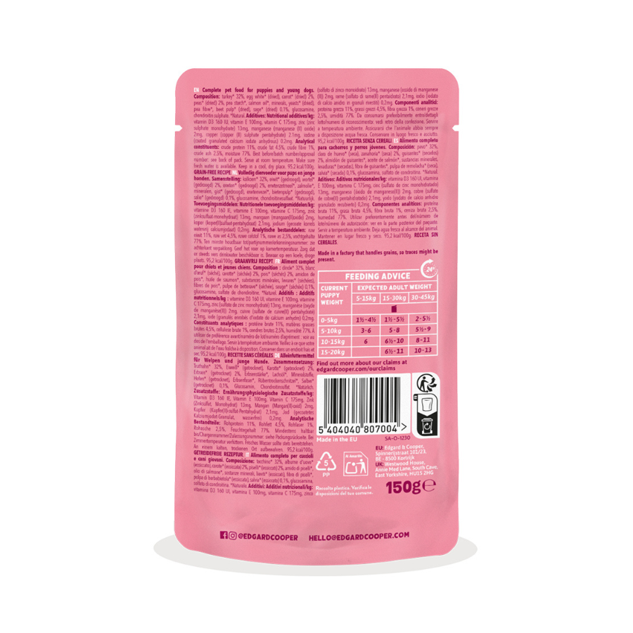 150 g Edgard & Cooper Puppy Grain Free Pavo sobre para perros, , large Imagen numero 2