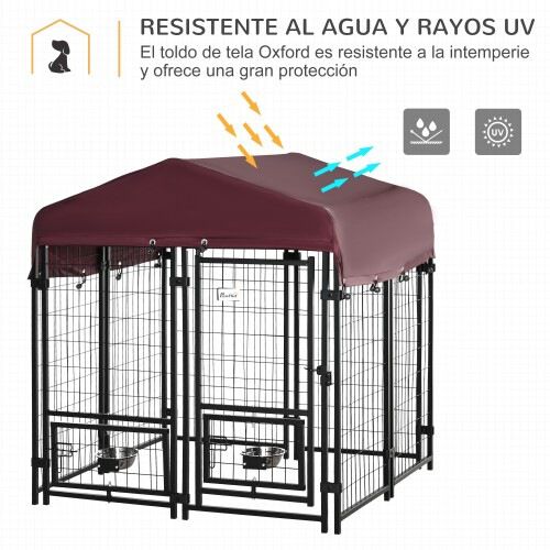PawHut Parque con Toldo para mascotas, , large Imagen numero 4