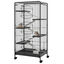 PawHut Jaula para Roedores con Ruedas 64x43,5x93 cm Jaula para Animales Pequeños con 2 Puertas 3 Plataformas Bandeja Extraíble Comedero y Bebedero para Conejos Cobayas Negro., , large indicador imagen numero 6