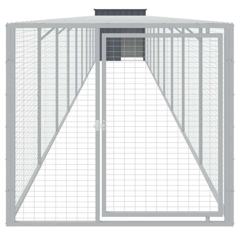 vidaXL Gallinero con corral acero galvanizado gris para gallina thumbnail