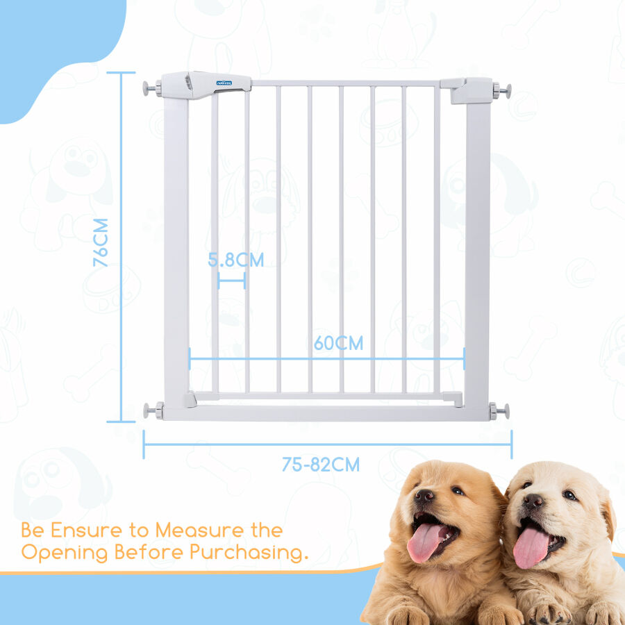 Nobleza - Barrera de Seguridad para Ni&ntilde;os con Sistema de Cierre Autom&aacute;tico, Sin Necesidad de Taladrar, Barrera de presi&oacute;n para beb&eacute;s y Perros para escaleras y Puertas, Apertura de 75-82 cm, Blanco, , large Imagen numero 2