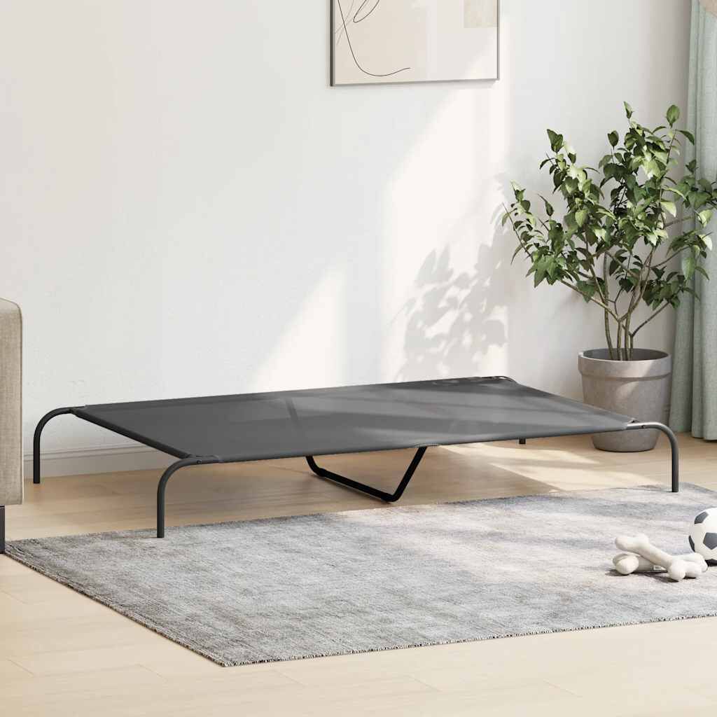 vidaXL Cama elevada para perros gris 150x90x20 cm textilene y acero, , large Imagen numero 3