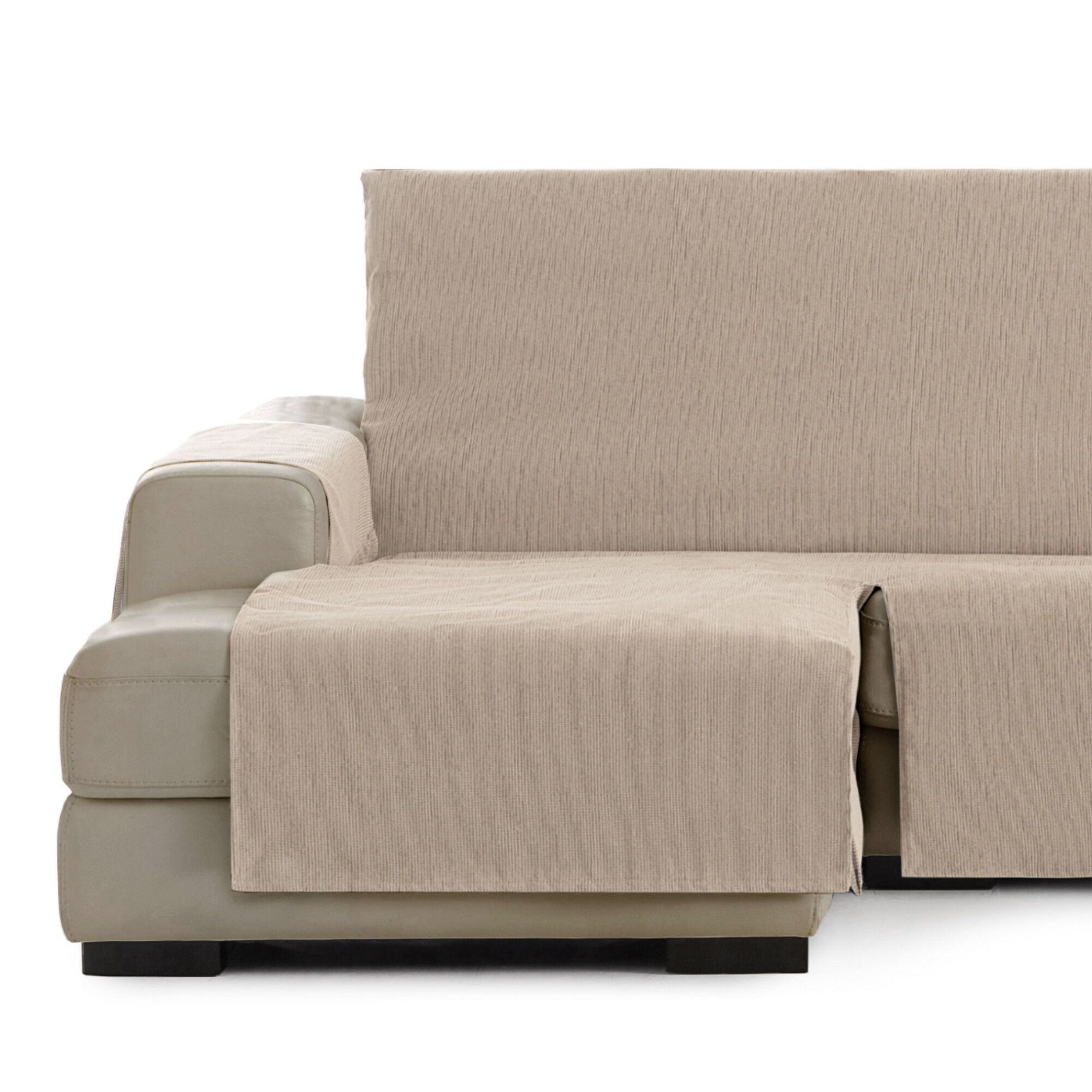 Vipalia Protector Funda Chaise Longue Lisa. Cubresofa Chenilla. Dise&ntilde;o Elite. Color Beige. Chaise Largo Izquierda, , large Imagen numero 1