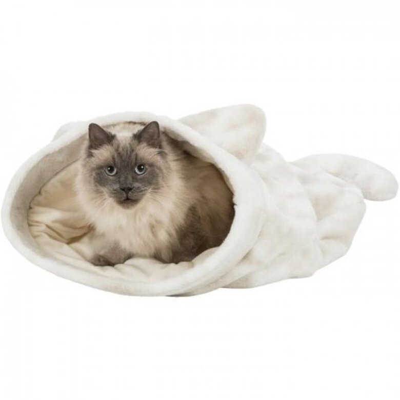 Trixie nelli cama acogedora blanca y gris para gatos, , large image number null