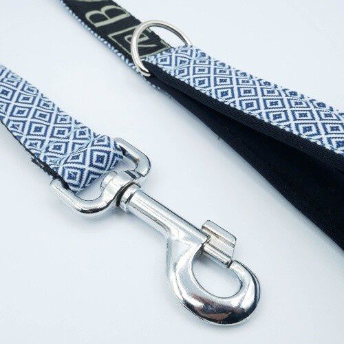 Baona collar zanz&iacute;bar de nylon reciclado azul y blanco para perros, , large Imagen numero 3