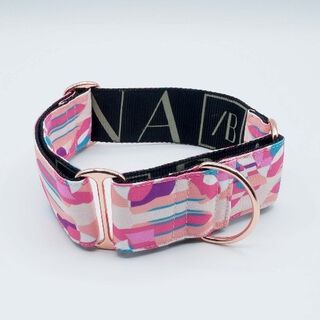Baona collar martingale qawra de nylon reciclado rosa para perros