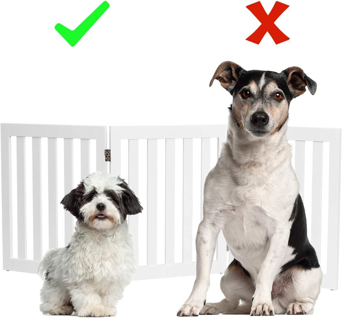 COSTWAY Cerca de Madera 60 cm Plegable para Mascotas Cerca Amplia Extra Giratoria a 360&deg;, Barrera Expandible (3 Paneles Blanco), , large Imagen numero 3