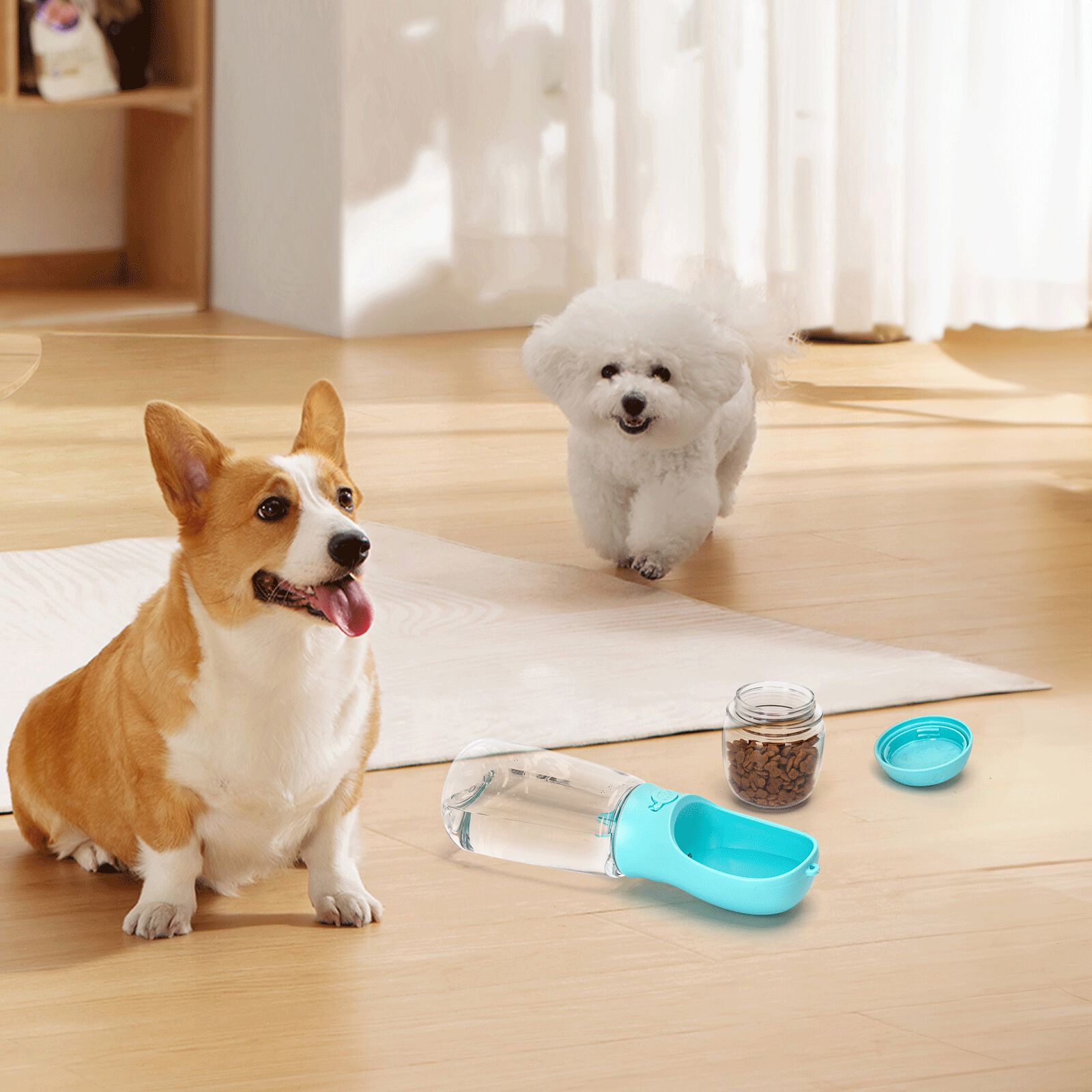 Nobleza Botella de Agua para Mascotas, 550ml Botellas de Agua para Perro Gato con 100ml Recipiente de Comida para para Caminar Viajar Acampar, , large Imagen numero 5