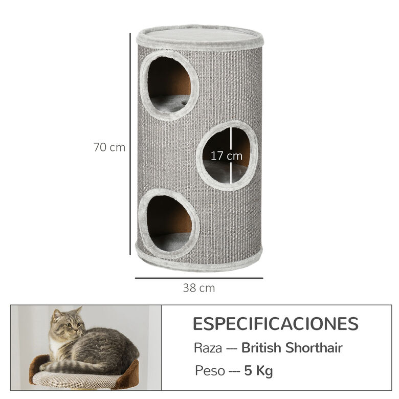 PawHut Barril Rascador gris claro para Gatos thumbnail