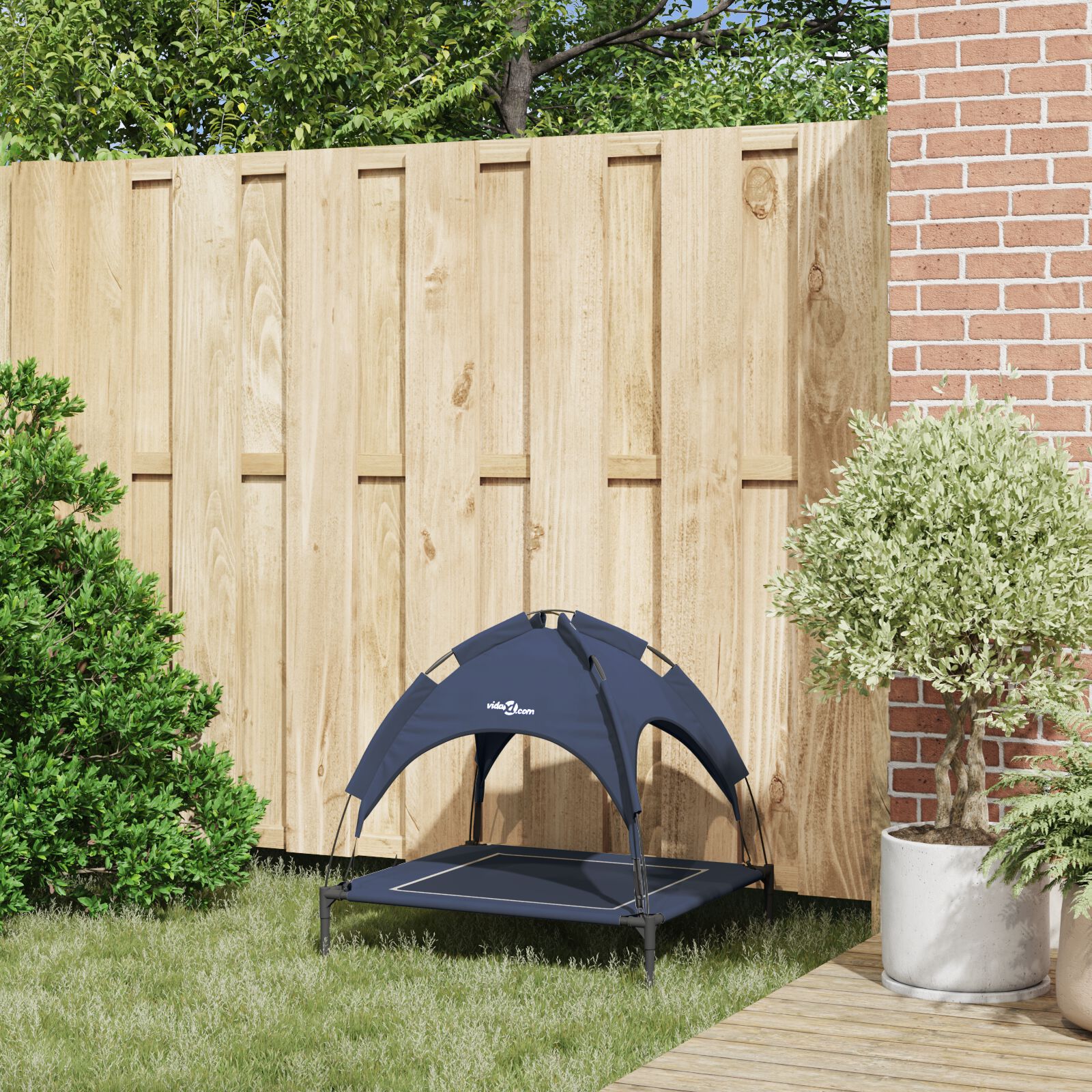 vidaXL Cama para Perros con Dosel Sof&aacute; Silla Tela Oxford y Acero Azul, , large Imagen numero 7