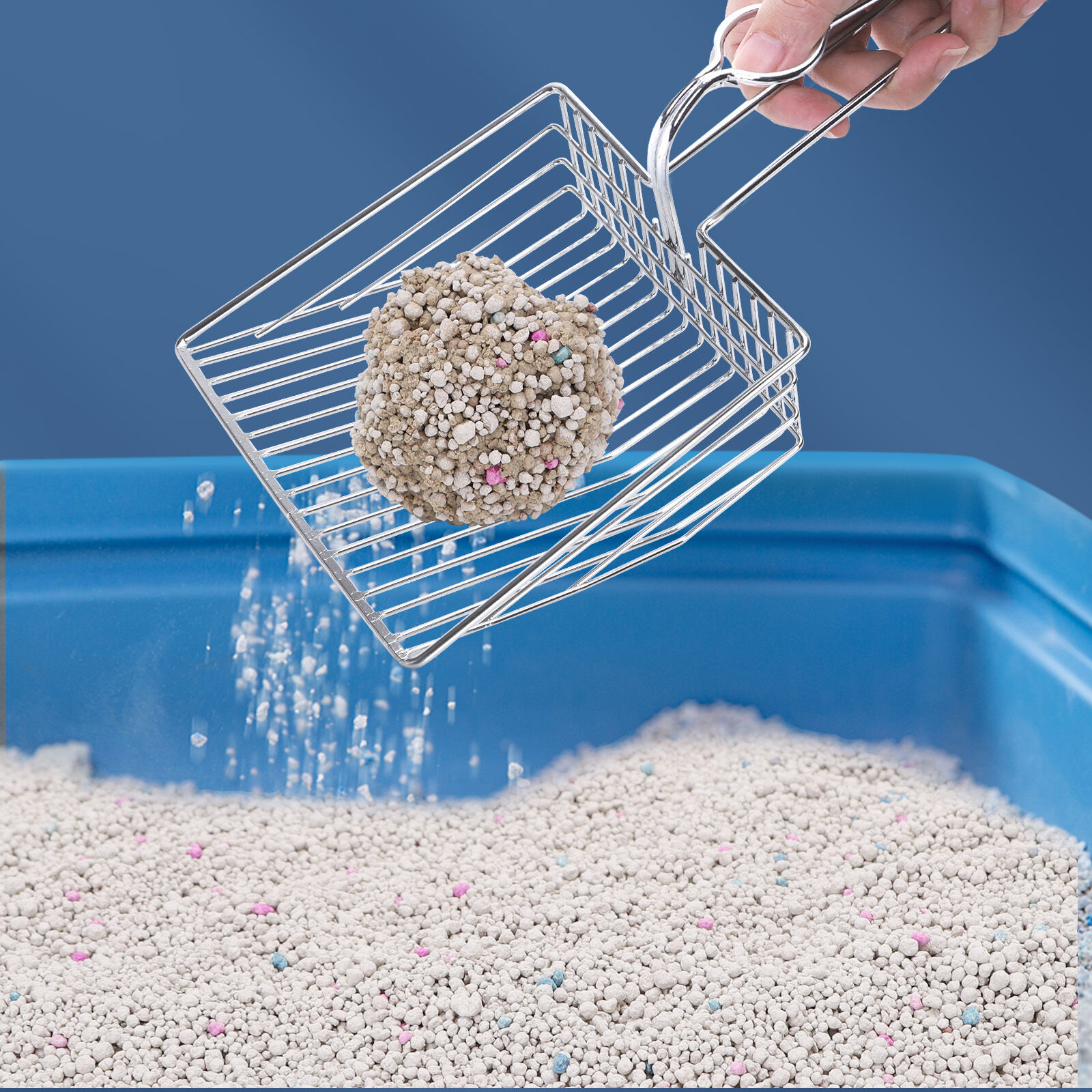 Nobleza Pala para Arenero De Gatos, 2 Minutos Para Limpiar Una Caja de Arena, Recogedor de Residuos en Arena de Gatos Met&aacute;lico, , large Imagen numero 3