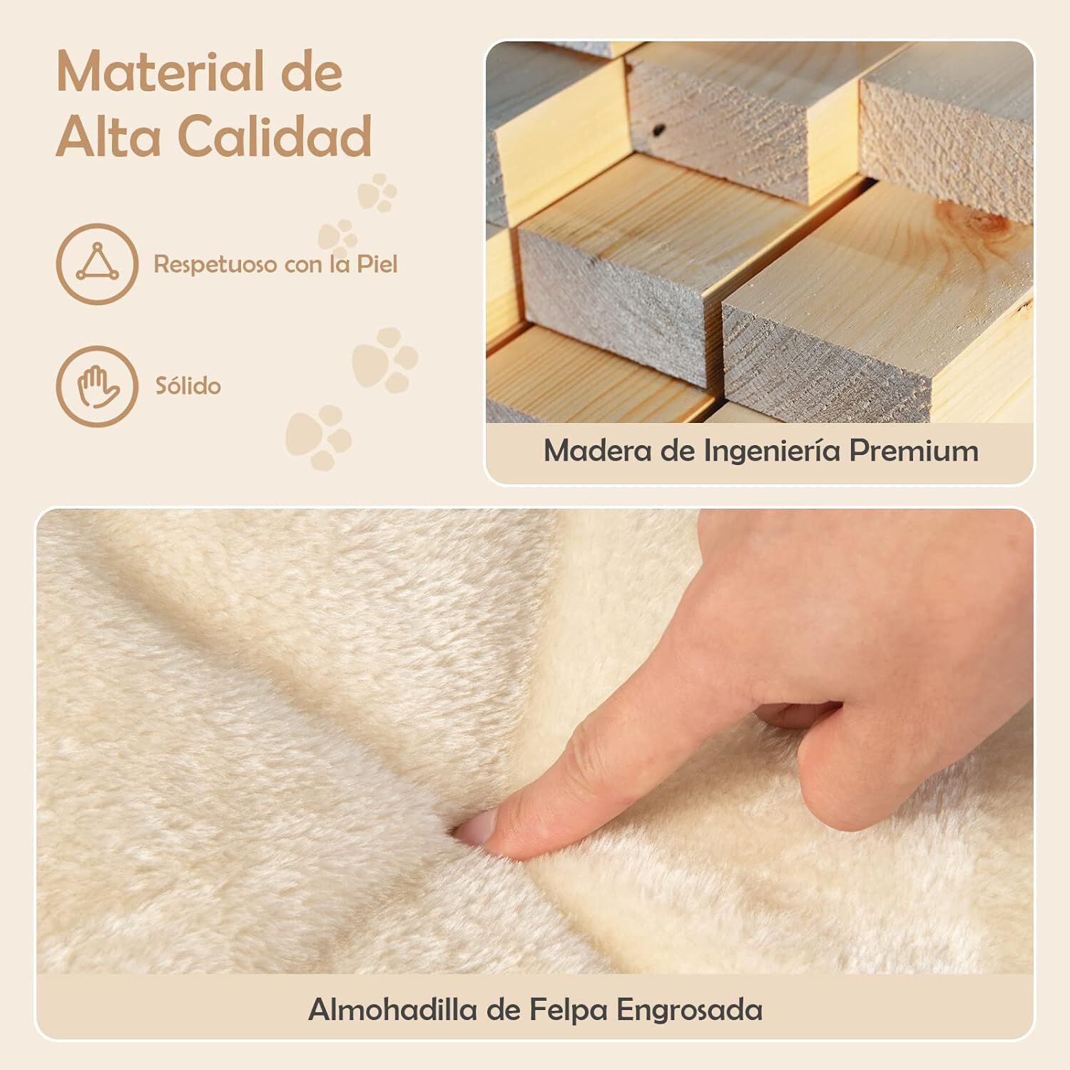 COSTWAY &Aacute;rbol Rascador para Gatos Peque&ntilde;o, Altura 50 cm, Torre de Actividades para Gatos con Soporte de Peluche y Poste Rascador de Sisal, Bola, Muebles para Gatos para Jugar y Descansar (Beige), , large Imagen numero 4