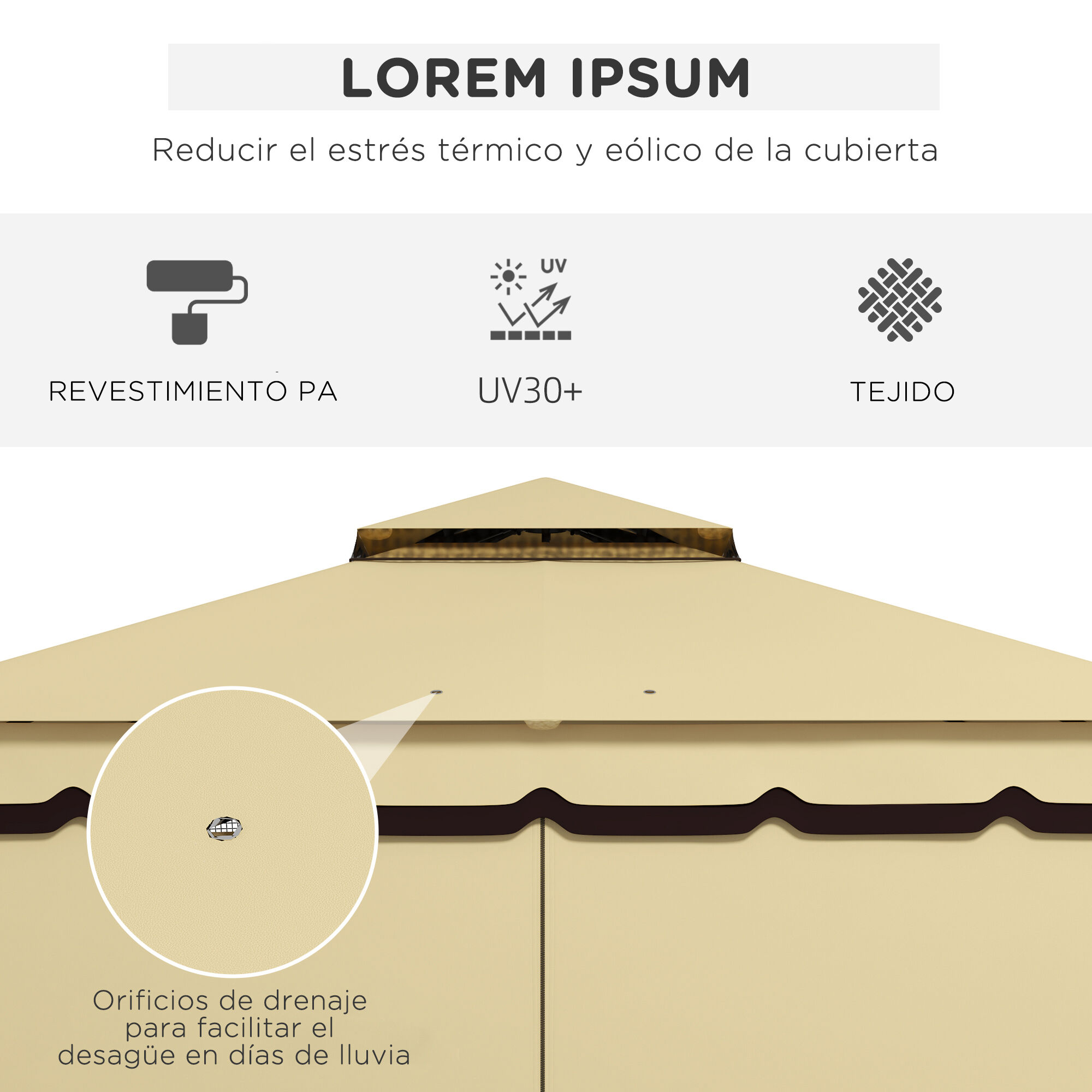 Outsunny Cenador De Jardín Beige thumbnail