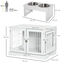 PawHut Conjunto para Mascotas Juego de Jaula para Perros de Madera con 2 Puertas y Comedero Elevado para Perros con 2 Cuencos Extraíbles de Acero 76x54,5x56 cm 44x24x15 cm Blanco, , large indicador imagen numero 3