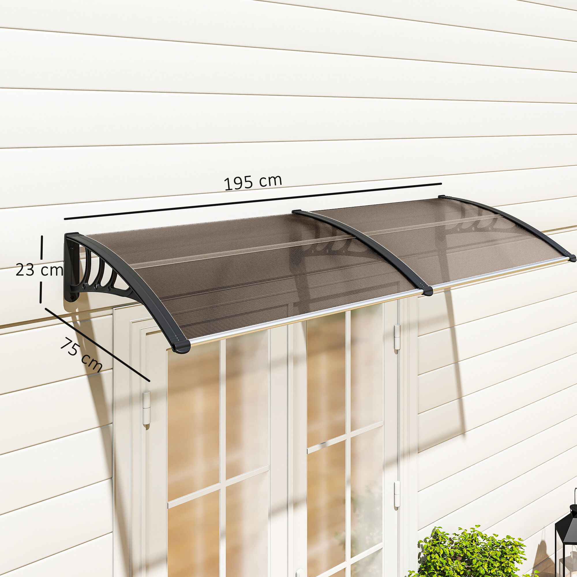 Outsunny Marquesina Exterior Marr&oacute;n, , large Imagen numero 3