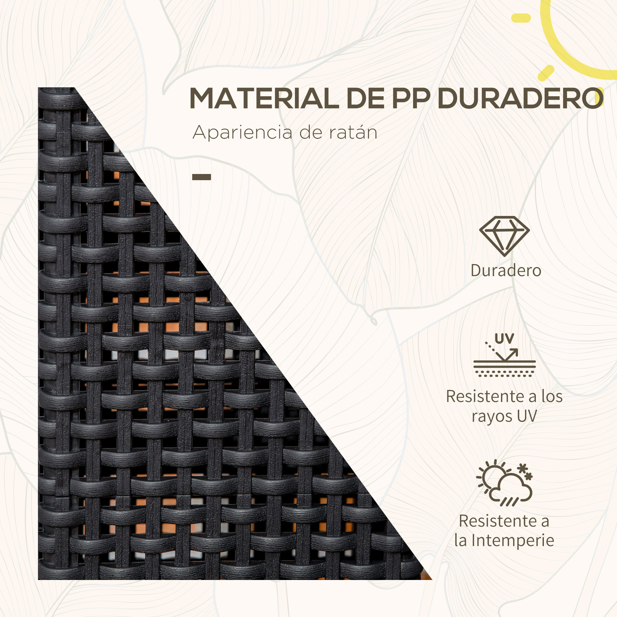 Outsunny L&aacute;mpara de Pie de Rat&aacute;n Sint&eacute;tico Linterna Solar con Luces LED Control Autom&aacute;tico para Decoraci&oacute;n en Interiores y Exteriores 15,5x15,5x47 cm Negro, , large Imagen numero 4