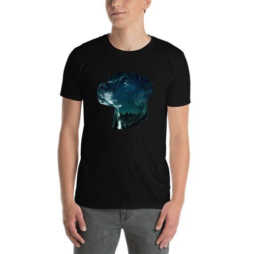 Mascochula camiseta hombre noche estrellada personalizada con tu mascota negra thumbnail
