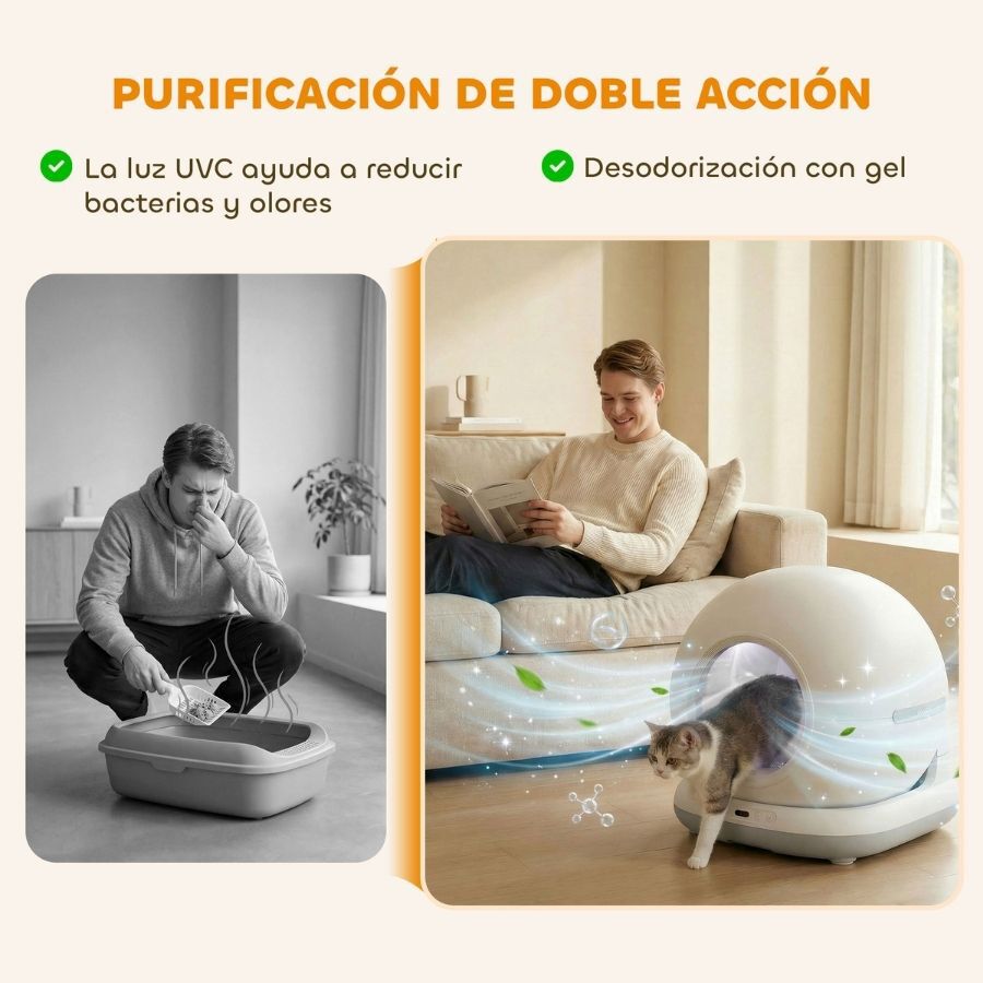PawHut Arenero Autolimpiable Blanco para gatos, , large Imagen numero 5