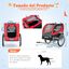 COSTWAY Remolque de Bicicleta para Mascotas, Remolque Bicicleta Perros Pequeños y Medianos con Ruedas, Transportador de 2 Puertas con Techo Solar, Capacidad 40 kg, 60,5 x 135 x 95 cm (Rojo), , large indicador imagen numero 4