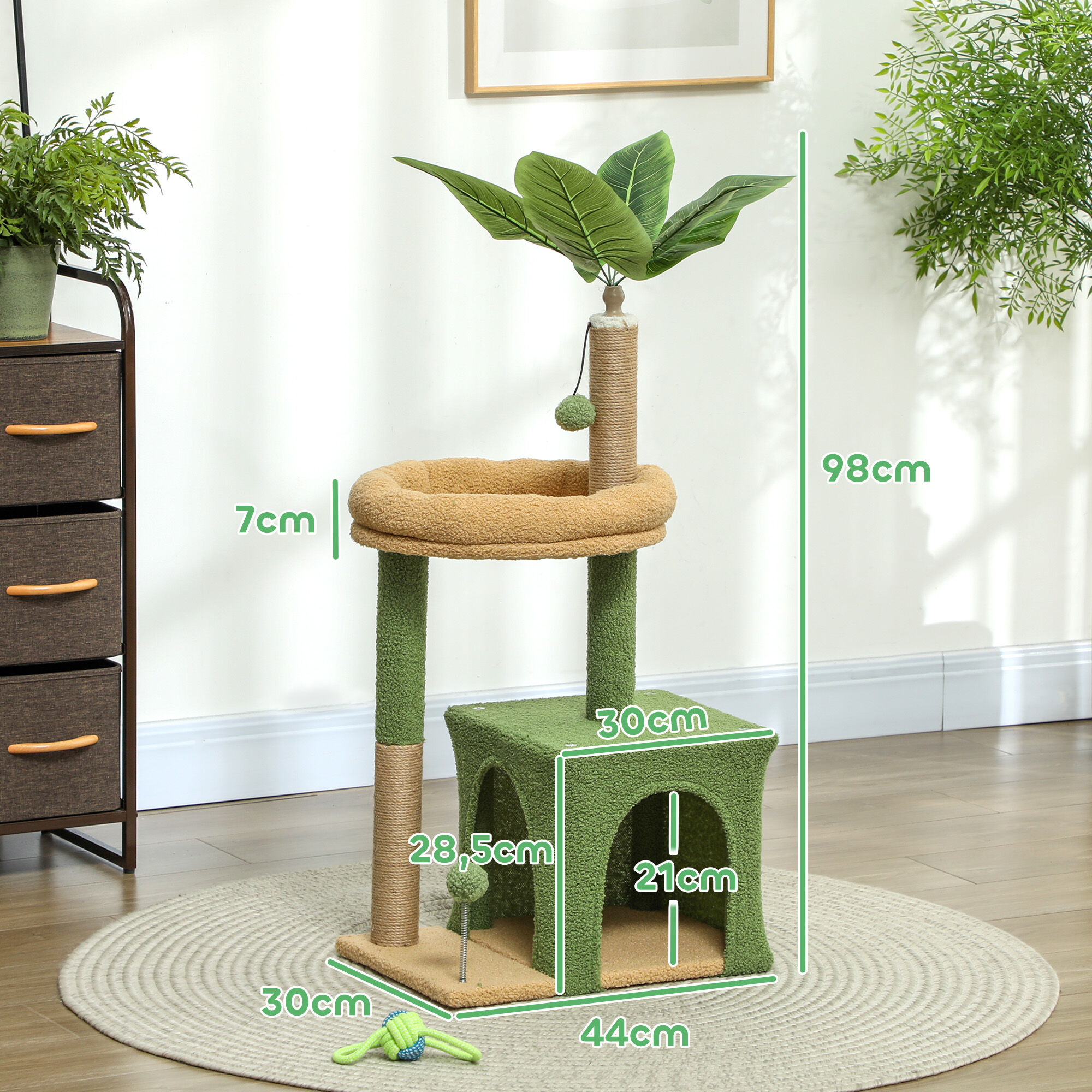 PawHut &Aacute;rbol para Gato Verde, , large Imagen numero 3