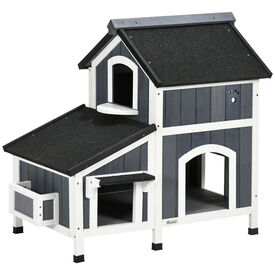 PawHut Caseta de Madera con Macetero para gatos