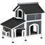 PawHut Caseta para Gatos de Madera con Macetero 96x65x85,5 cm Casa para Gatos Refugio para Gatos de 2 Niveles con Techo Asfáltico Ventana y Múltiples Entradas Gris., , large indicador imagen numero 1