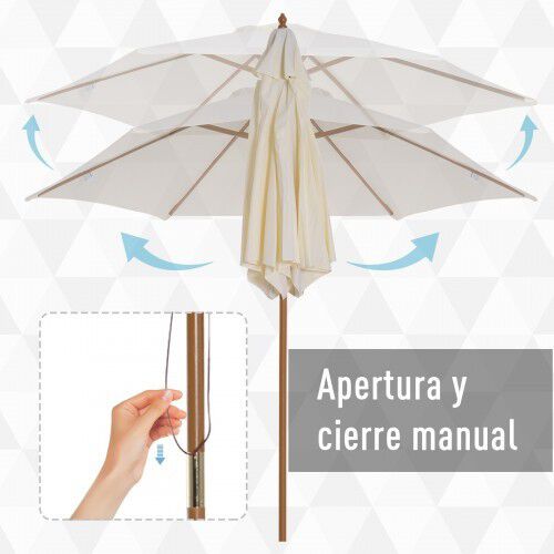 Sombrilla Outsunny para jard&iacute;n color Crema, , large Imagen numero 5
