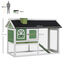 PawHut Conejera de Madera 120x60x79 cm Jaula para Conejos Grande con Techo Asfáltico Bandeja Extraíble Escalera y Chimenea para Exterior Verde, , large indicador imagen numero 3