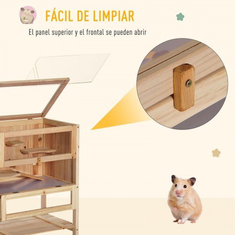 Jaula de madera para hamster color Madera natural, , large image number null