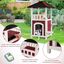 COSTWAY Caseta para Gatos de Madera, Casa para Mascotas de 2 Pisos con Techo de Asfalto, Cortina de Lluvia y Plataformas de Saltar, Refugio para Gatos a Prueba de Intemperie, 58 x 50 x 87 cm, , large indicador imagen numero 4