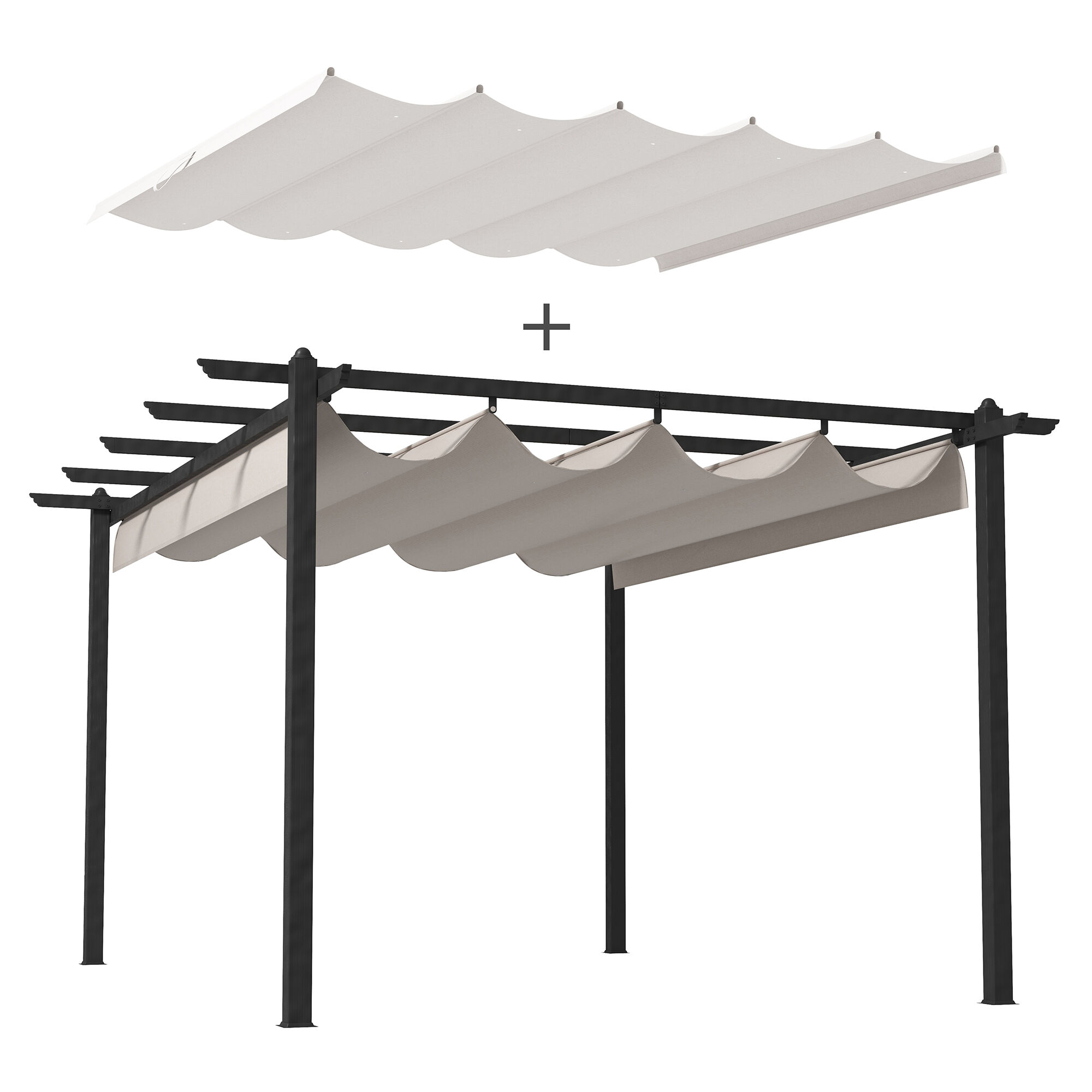 Outsunny Conjunto de P&eacute;rgola Blanco, , large Imagen numero 1