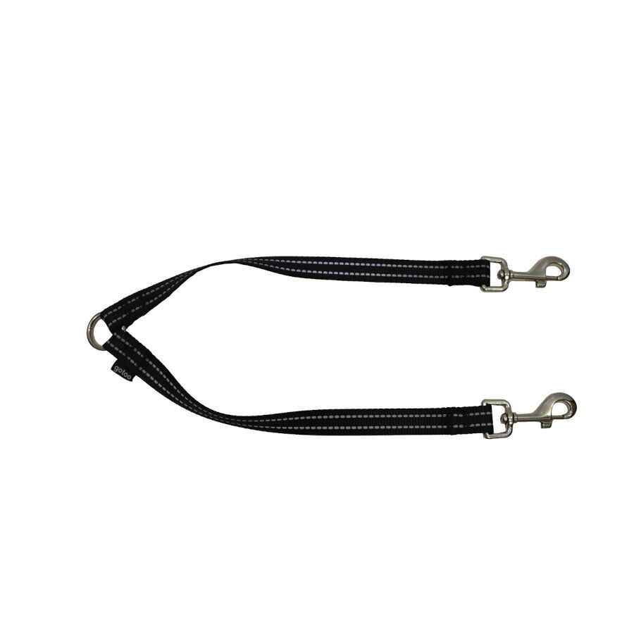 Gotoo Correa doble de nylon negra para perros thumbnail