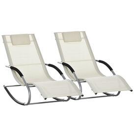 Outsunny conjunto de 2 Tumbonas mecedoras beige para Jardín