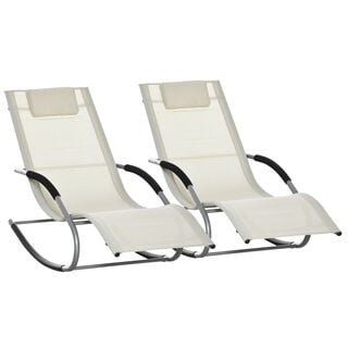 Outsunny conjunto de 2 Tumbonas mecedoras beige para Jardín