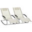 Outsunny Conjunto de 2 Mecedoras para Jardín Tumbonas Mecedoras con Reposacabezas Reposabrazos Carga 120 kg para Playa Patio Terraza 63x144x84 cm Beige, , large indicador imagen numero 1