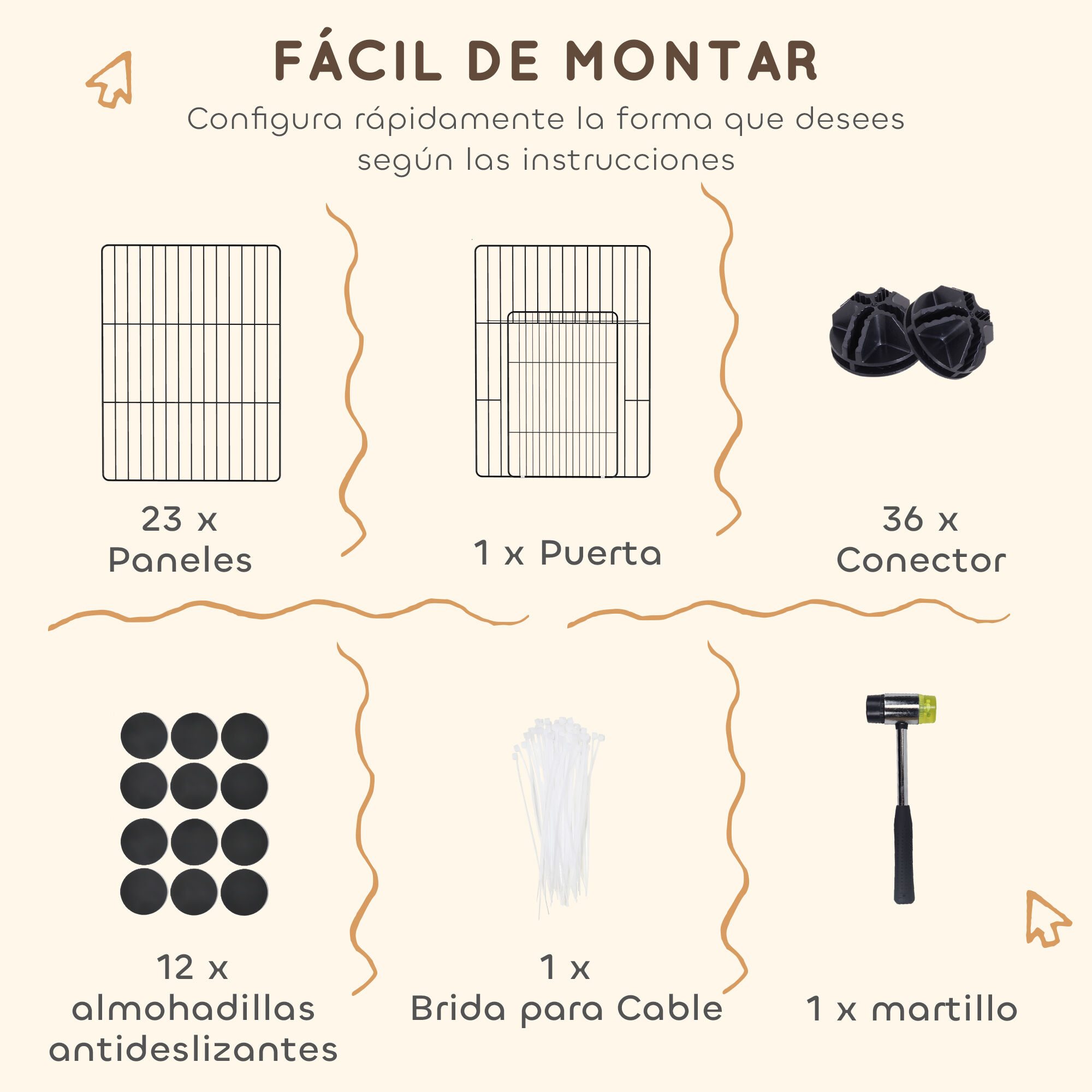 PawHut Valla Metálica para Mascotas de 24 Paneles, Jaula para Animales Pequeños, Forma Personalizable, Jaula para Conejos, Cobayas, Chinchillas, Gatitos, 120x60x80 cm, Negro thumbnail