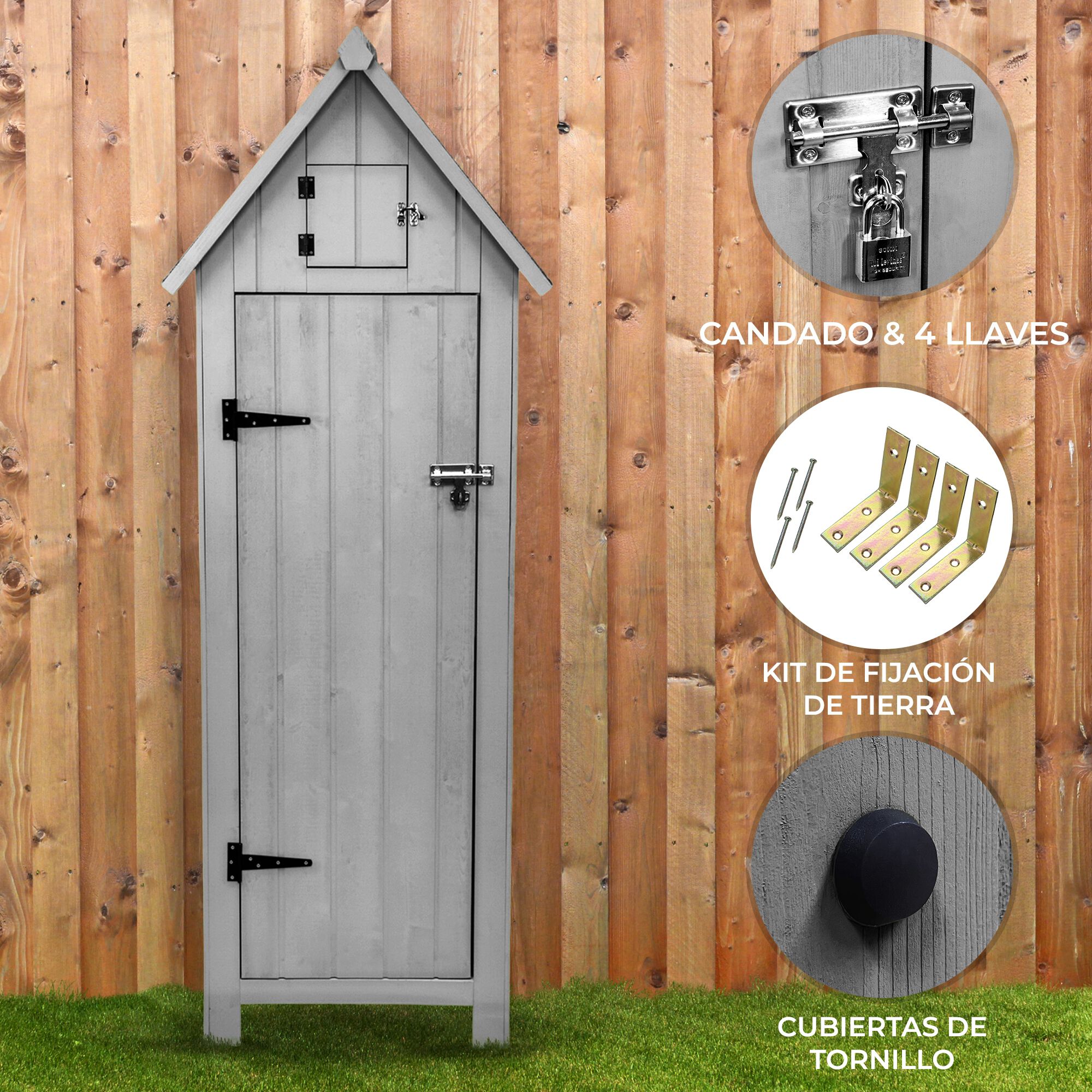 Monstershop Cobertizo de Madera Gris para jardín thumbnail