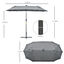 Outsunny Sombrilla Doble 295x150x219 cm Sombrilla de Jardín con Luces LED Solares Techo con Inclinación Ajustable y Manivela Manual para Patio Piscina Playa Gris, , large indicador imagen numero 3