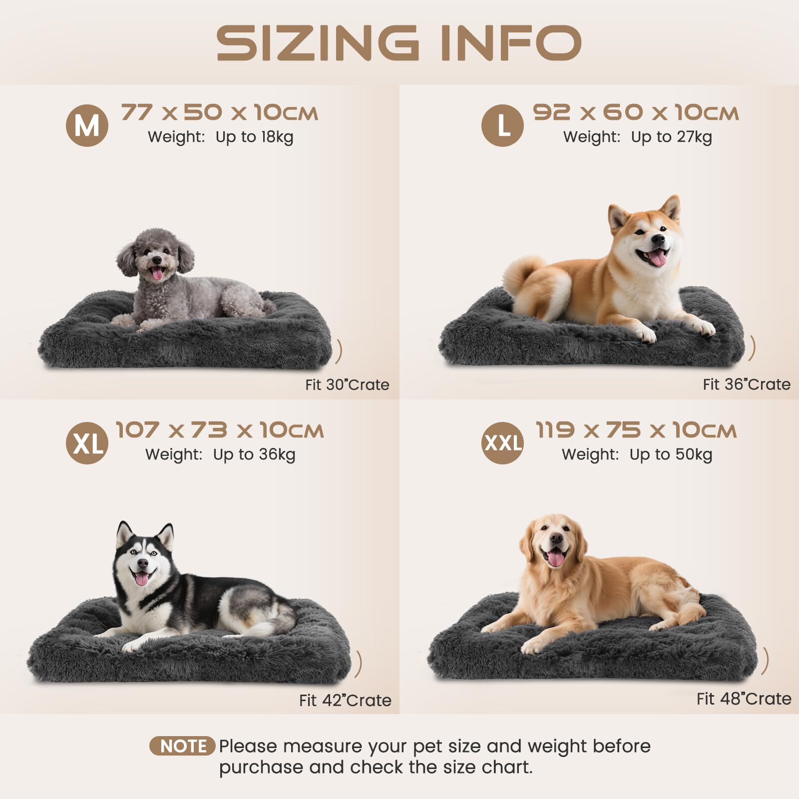 Nobleza Cama para Perros Medianos, Cama Perro Lavable, Peluche Largo Ultra Suave, Soporte Firme, Base Antideslizante, 77x50x10cm, Gris, , large Imagen numero 2