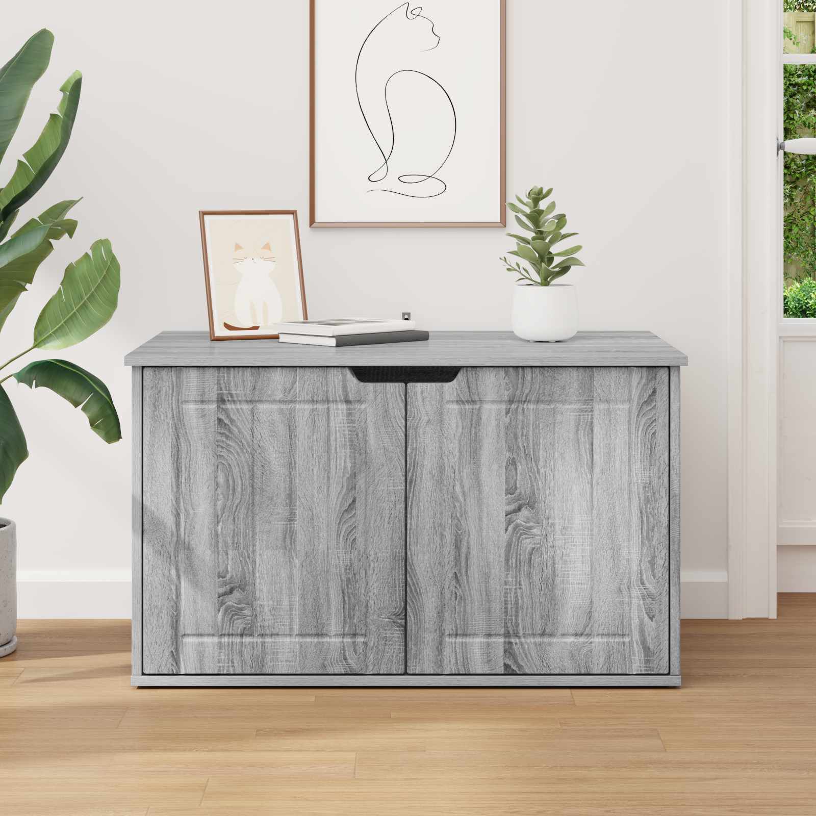 vidaXL Casa para Gatos Gris Sonoma 85 x 55 x 53,5 cm, , large Imagen numero 5