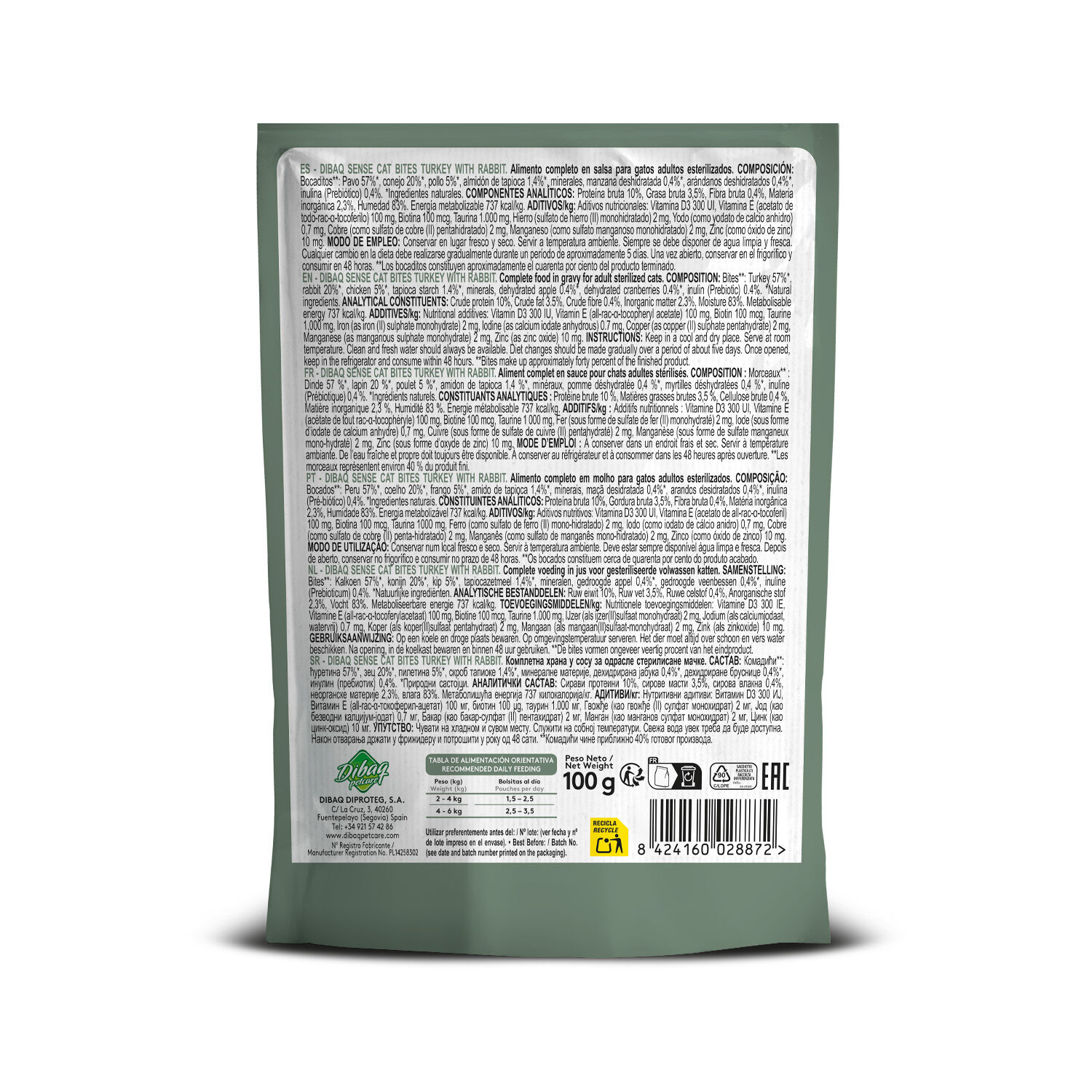 Dibaq Sense Bocaditos en salsa Pavo con Conejo, 12 unidades x 100gr, , large Imagen numero 4