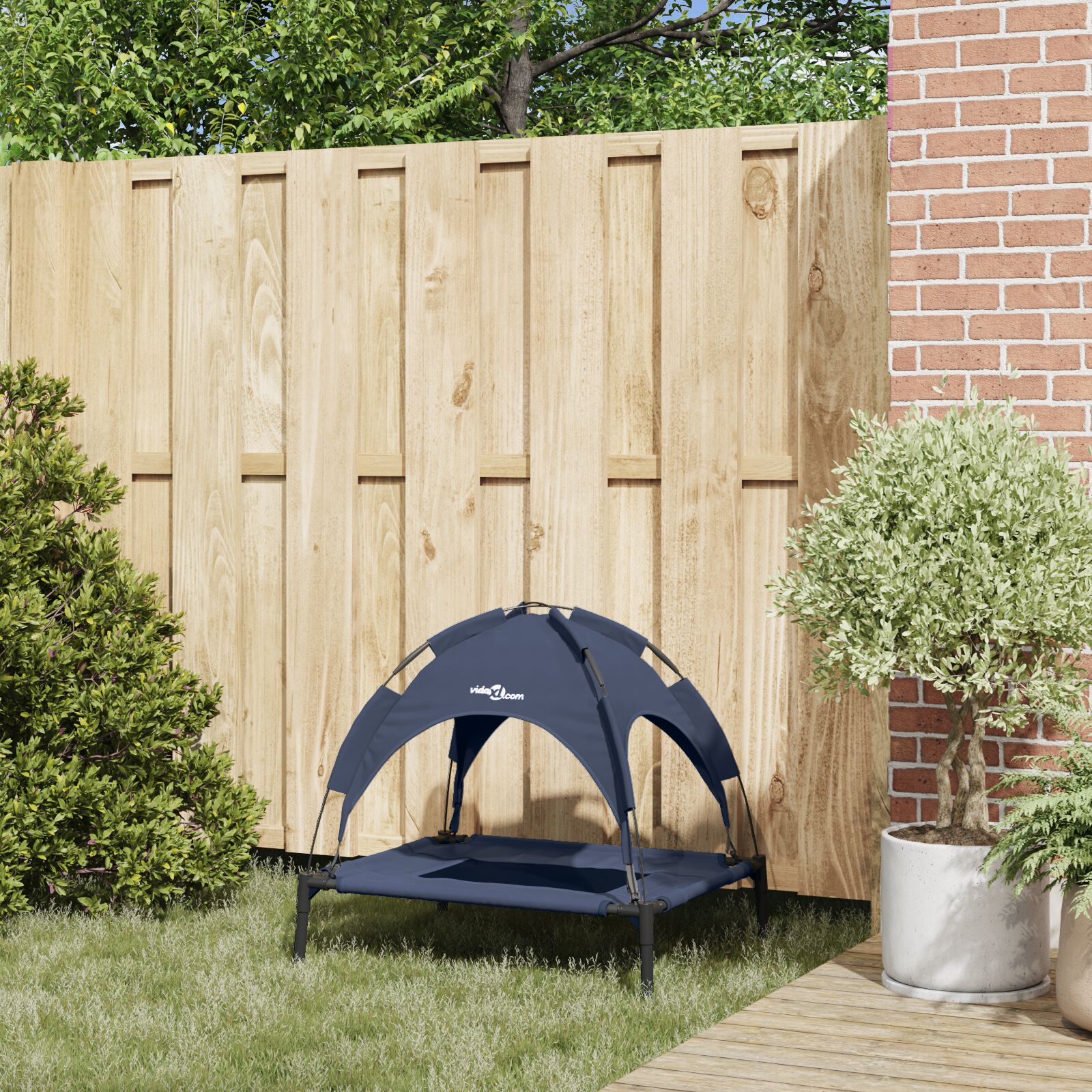 vidaXL Cama para Perros con Dosel Sof&aacute; Silla Tela Oxford y Acero Azul, , large Imagen numero 3