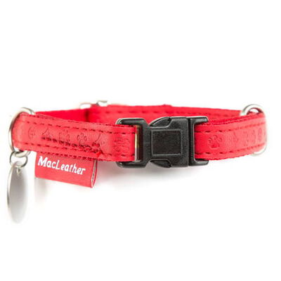 MacLeather Classic Collar Roja de Polipiel para perros